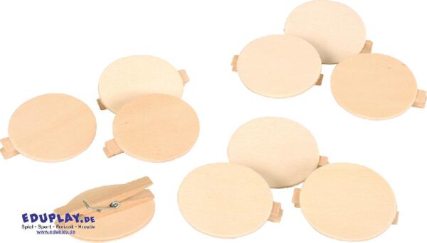 Holz-Buttons blanko zum Anstecken 10 Stück Für Namensschilder, Geschenke, den Adventskalender - Kisus e.K. - kinder, Spiel und Spaß - Bastelbedarf