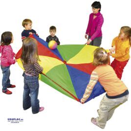Schwungtuch Mit vereinten Kräften ... wenn alle Kinder gleichzeitig schwingen, fliegen die Bälle oder Luftballons in die Höhe. Spielspaß für drinnen und draußen. Fördert die Auge-Hand-Koordination und das Gefühl für Rhythmus - Kisus e.K. - Kinder, spiel und spaß - Kindergartenbedarf