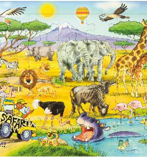 Puzzle Safari Auf Safari in Afrika ... Elefanten, Giraffen, Löwen, Zebras, Büffel - Kisus e.K. - Kinder, Spiel und Spaß