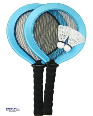 Badminton Set Treffsicher mit kurzem Stiel ... Die Rackets sind aus Kunststoff mit Neopren und Netz bespannt - Kisus e.K. - Kinder, Spiel und spaß - Federball