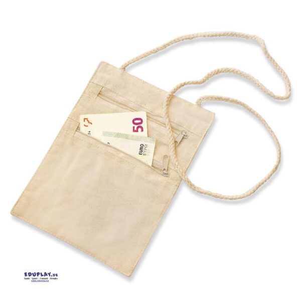 Baumwoll-Umhängegeldbeutel Brusttasche mit zwei Fächern ... Unter der Kleidung sind die wichtigen Utensilien wie der Haustürschlüssel oder Geld sicher und unsichtbar für Dritte aufbewahrt.