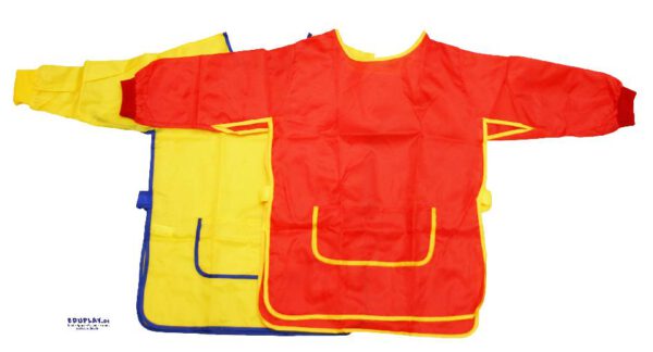 Malkittel rot gelb blau Eine Sekunde nicht aufgepasst ... und schon ist der Pullover vollgekleckst. Dieser wasserabweisende Malkittel schützt Ärmel und Oberbekleidung vor Farbe, Kleber...