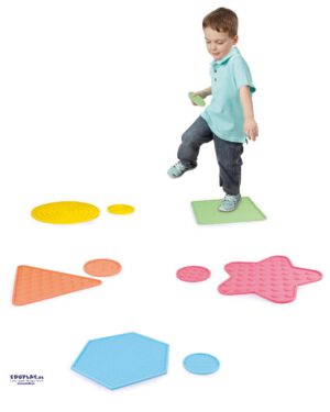 Sensorik Silikonmatten klein Strukturierte Matten zum Fühlen mit Händen und Füßen ... Die Matten in verschiedenen Formen und Größen haben unterschiedliche Strukturen: ringförmig, gestreift, genoppt, pyramidenförmig oder igelstachelig. Mit ihnen können immer wieder neue Sensorik-Pfade gelegt werden - Kisus e.K. - Kinder, Spiel und Spaß - Kindergarten KITA ausstattung