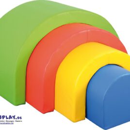 Regenbogen-Rundbögen Set Zum Bauen sowie für Bewegung, Sport und Spiel ... Spielhöhle, Kriechtunnel, Babywippe,... die farbenfrohen Regenbogen Bausteine werden bei vielen Aktivitäten und auch zur Therapie eingesetzt. - Kisus e.K. - Kinder, Spiel und Spaß - Fach-Großhandel für Kindergartenausstattung, Spielwaren und Bastelbedarf