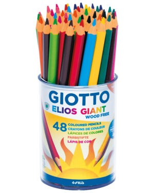 GIOTTO Elios Giant Woodfree – dreiflächige, holzfreie Farbstifte für maximale Kreativität! Der GIOTTO Elios Giant Woodfree ist die neue Generation der nachhaltigen und umweltbewussten Herstellung von Stiften. Unsere dreiflächigen und holzfreien Dickkernfarbstifte sind mit einer besonders robusten 5 mm starken Mine ausgestattet, die sich leicht anspitzen lässt und nicht splittert. Dabei ist die Mine des GIOTTO Elios Giant Woodfree bruchsicher und hält selbst großen Druck aus. Der Stift hat eine Länge von 18 cm. Inklusive Stiftehalter-Dose. Damit sind die GIOTTO Elios Giant Woodfree ideal für den Einsatz in der Schule und im Kindergarten!