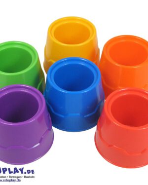 Standsichere Becher 6er Set 6 farbenfrohe, runde und standsichere Aufbewahrungstöpfe ... Sie sind ideale Behälter für Wasser oder Farbe beim Malen und können auch für Pinsel, Stifte, Scheren und andere Kunst- und Bastelmaterialien verwendet werden. Die Töpfe sind so konstruiert, dass sie nicht umkippen können und daher ideal für kleine Kinder sind.