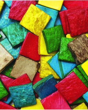 Quadrate aus Kokosnussschalen bunt 150g