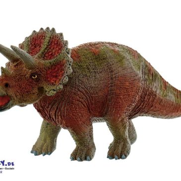 Triceratops Spielfigur Der Triceratops war ein reiner Pflanzenfresser ... der über drei Hörner verfügte: ein kürzeres saß auf der Nase und zwei längere Hörner befanden sich über den Augen. Die Hörner als auch sein Nackenschild dienten vermutlich der Verteidigung und der Komunikation untereinander. Die Figur ist naturalistisch von Hand bemalt.