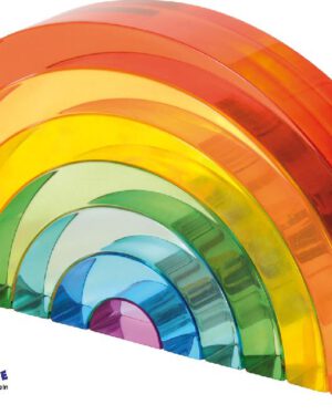 Regenbogen Acrylsteine Faszinierende Farbeffekte ... entstehen, wenn sich die Regenbogenbausteine überschneiden. Die Elemente können der Größe nach aufgebaut und die Farben benannt werden. Beim Hindurchsehen lassen sie die Umgebung farbenfroher erscheinen - das sorgt für positive Stimmungsreize.
