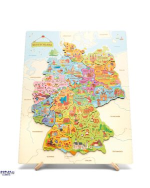 Magnetpuzzle Landkarte Deutschland Spielend Deutschland entdecken ... Mit diesem Magnetpuzzle erkunden Kinder die Bundesländer Deutschlands. Farbenfrohe Illustrationen zeigen landestypische Traditionen, Bauwerke, Tiere, Speisen, Musikinstrumente und Freizeitbeschäftigungen. Zusätzlich sind die Hauptstädte markiert, um geografisches Wissen zu vertiefen. Beim Puzzlen der Karte trainieren Kinder nicht nur ihre Feinmotorik und ihr räumliches Denken, sondern erweitern auch ihr Wissen über die Vielfalt Deutschlands. - Kisus e.K. - Kinder, Spiel und Spaß - Fachgroßhandel für Kindergarten, Kita, Krippe, Hort und Schule - edukatives Spielzeug