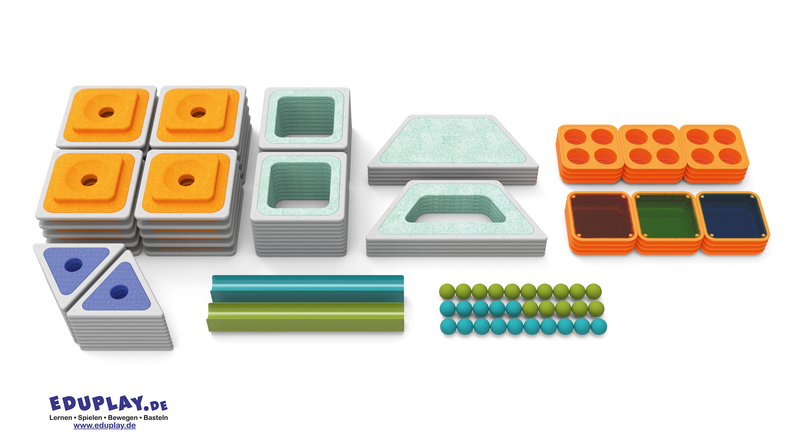 Raum für grenzenloses Entdecken und Gestalten ... Mit MagniWorld entstehen aus einzelnen Modulen ganze Welten. Das vielseitige Konstruktionssystem lädt Kinder dazu ein, zu bauen, zu kombinieren, zu forschen und ihrer Fantasie freien Lauf zu lassen. Durch die offenen und flexiblen Elemente entstehen immer neue Spiel- und Lernräume, in denen Kinder spielerisch Probleme lösen, Ideen ausprobieren und gemeinsam kreativ werden. So fördert MagniWorld ästhetisches Empfinden, Teamgeist, eigenständiges Denken und die Freude am Entdecken - für ganzheitliches Lernen mit Kopf, Herz und Hand. Drinnen und draußen: bauen, spielen, lernen, bewegen. Mit dem modularen Konstruktionssystem MagniWorld entstehen immer neue Spiel- und Lernwelten. Magnetische Rahmenelemente verbinden sich im Handumdrehen zu fantasievollen Bauwerken - von Türmen und Tunneln bis zu Häusern mit bunten Fenstern oder Pyramiden-Dach. Durch Licht-, Kugel- und Wasserspiele entdecken Kinder kreative Möglichkeiten, Bewegung und Teamgeist neu. Die Teile mit grauem Rahmen sind magnetisch, für kinderleichtes Bauen, 144 Bauteile, 21 Vorlagenkarten. Material: EPP, ABS, Acryl, PVC, Metall Maße: Quadrat: 35 x 35 x 5,7 cm, Bahn: 70 x 7 x 3,5 cm